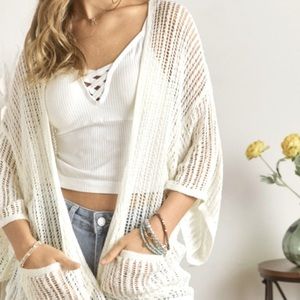 NWT ADORA Short Sleeve Knit Cardigan - Ivory